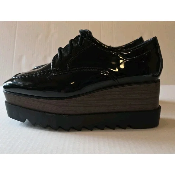 Women's Daiyaer Chunky Platform Shoes Black Brown Size 6 EU 36 Patten Leather - Picture 11 of 11